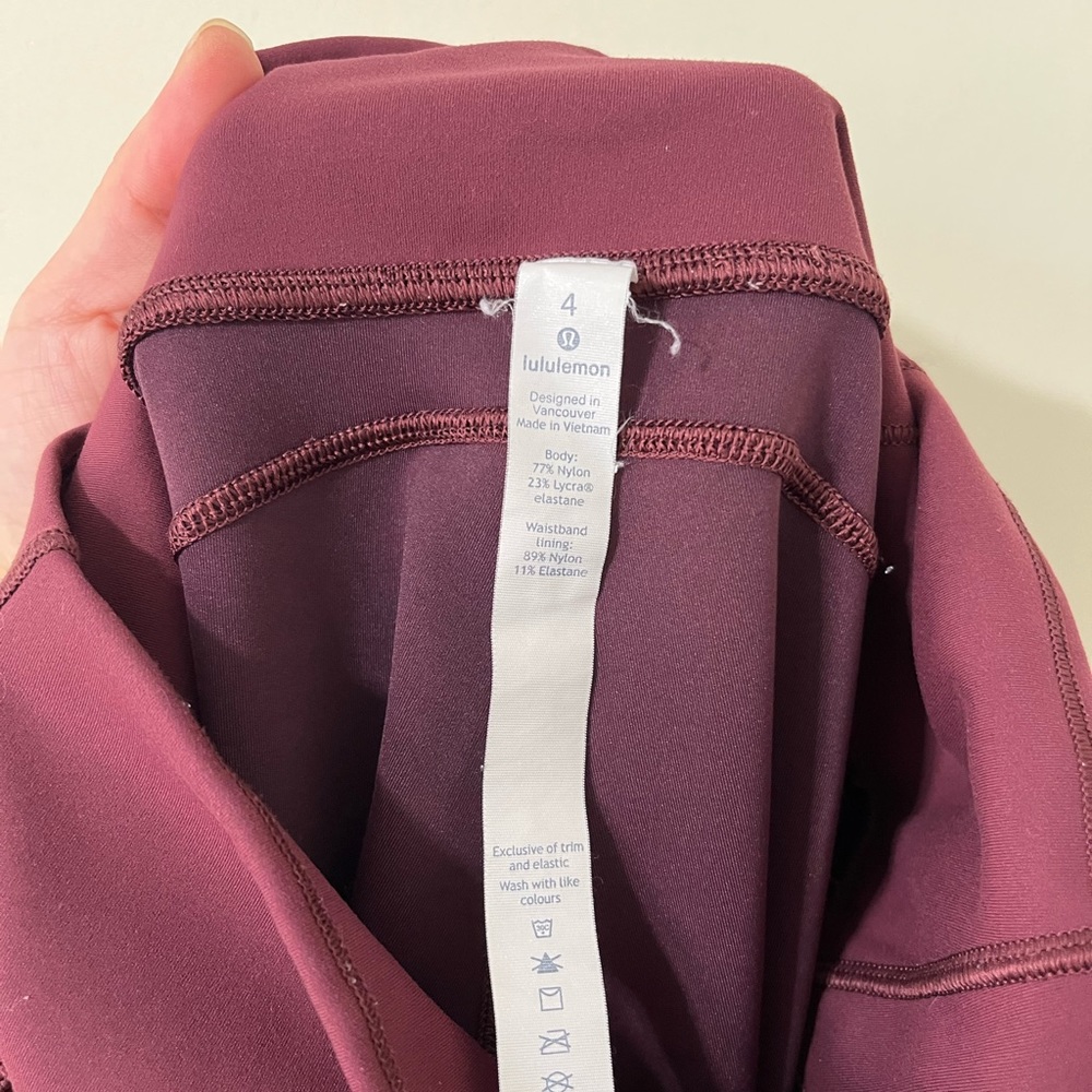 Lululemon In Movement Crop Everlux 19" Garnet Leggings Size 4 - Picture 11 of 12